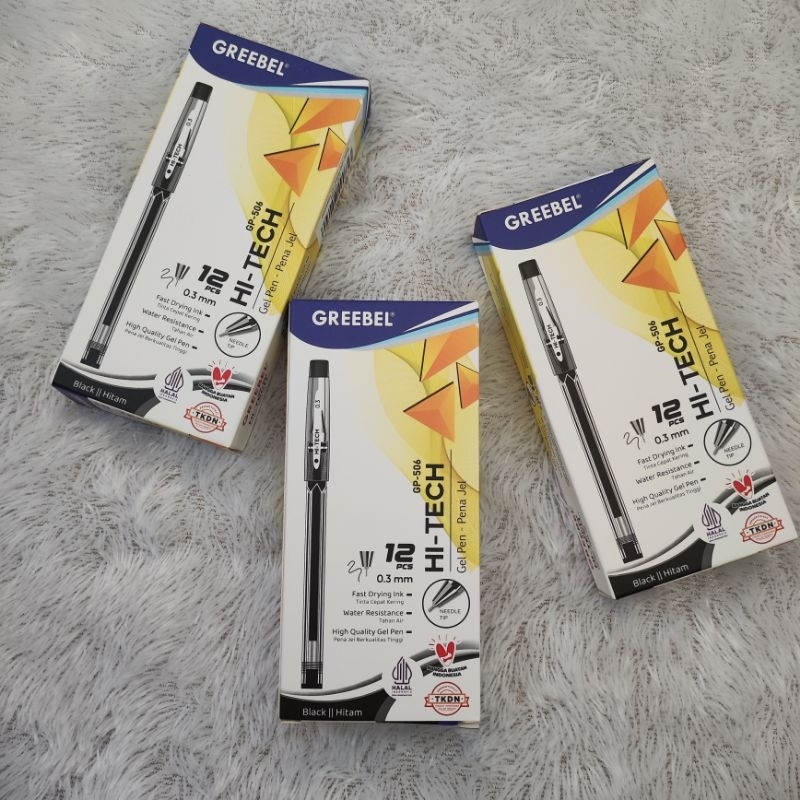 

1 PAK GREEBEL PULPEN GEL / GEL PEN GP-506 HI-TECH 0.3 mm / Bulpen Lancip