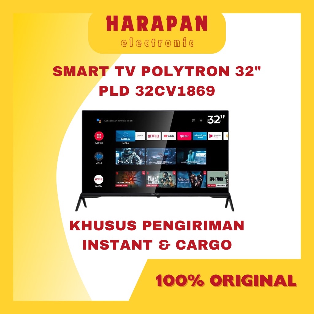 SMART TV POLYTRON 32 INCH PLD 32CV1869 ANTENA / GARANSI RESMI / YOUTUBE VIU WETV LED DIGITAL POLITRO