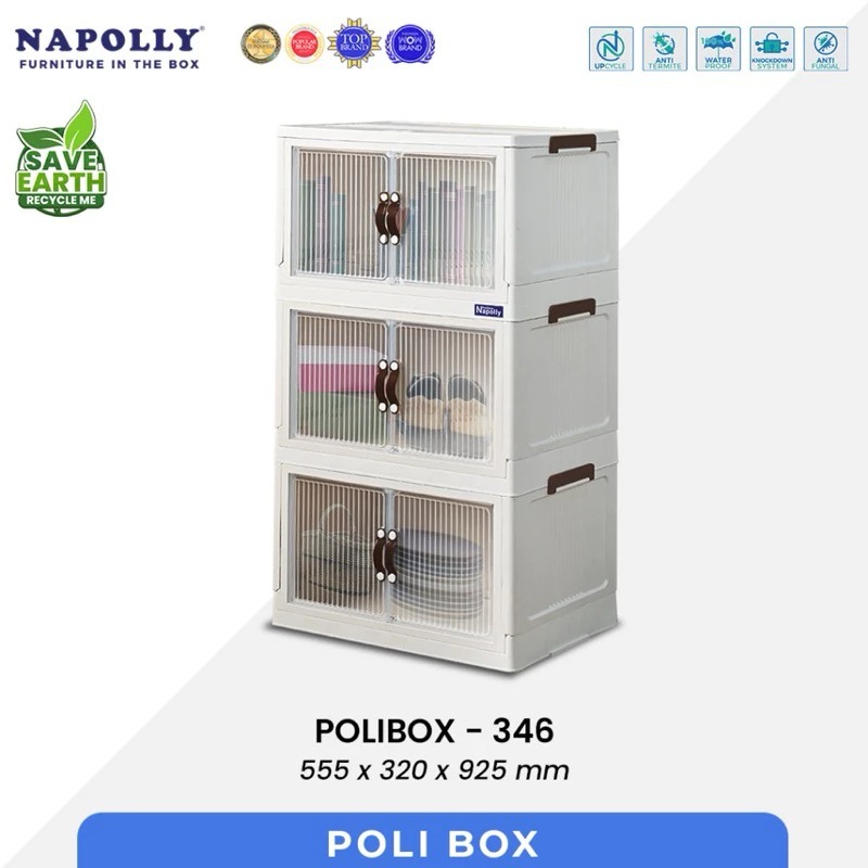 Napolly -Lemari Plastik Polibox Susun Multifungsi ada rodanya/