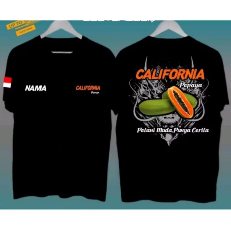 KAOS HITAM  PETANI CALIFORNIA PEPAYA- Petani Muda Punya Cerita Baju Petani Keren Bahan Adem&Nyaman