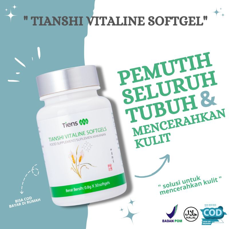 Pemutih badan Obat kapsul pemutih badan permanen bpom Vitaline Softgel Tiens
