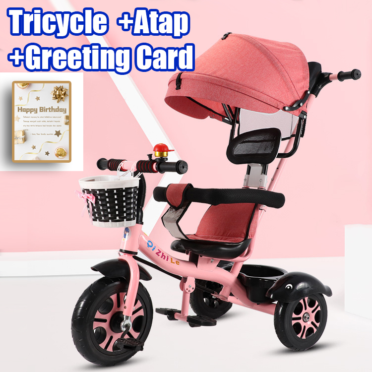 BABACACH Sepeda roda tiga anak 1 tahun sepeda roda 3 bayi tricycle anak sepeda anak roda 3 stroller