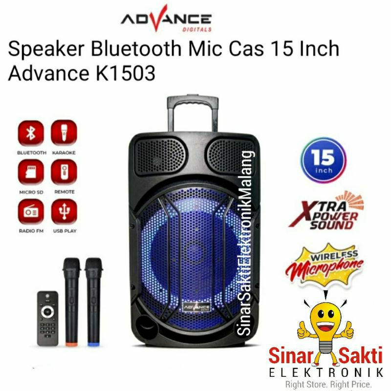 Advance Speaker Mic Bluetooth Portable 15 Inch 15Inch 15" Wireless Cas Meeting Pengajian Kantor K150