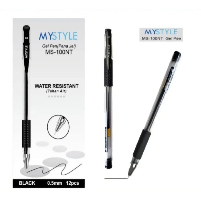 

MYSTYLE Gelpen Pena jel Pulpen tahan air 12 pcs MS-100