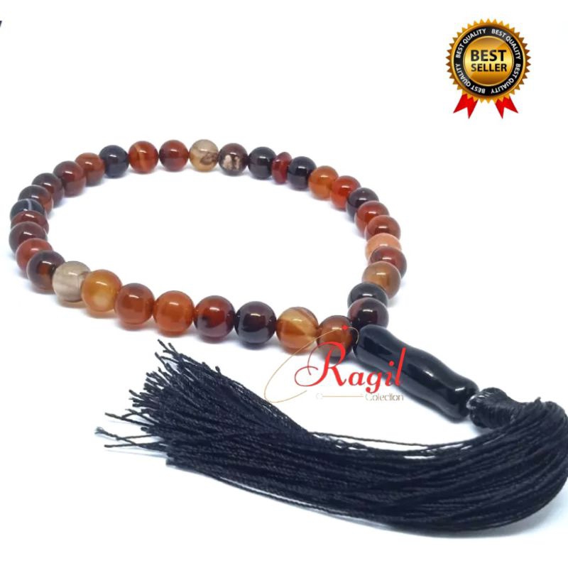 TASBIH BATU SULAIMAN MADU 33 BUTIR ASLI NATURAL