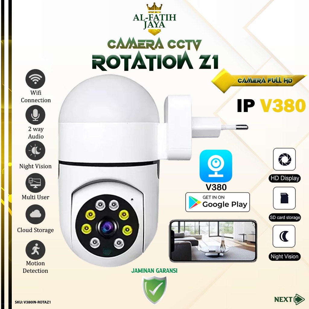 Camera CCTV Wifi Lampu Bohlam LED Z1 Rotation Kamera HD 360 Derajat V380 Pro Auto Tracking Panoramik