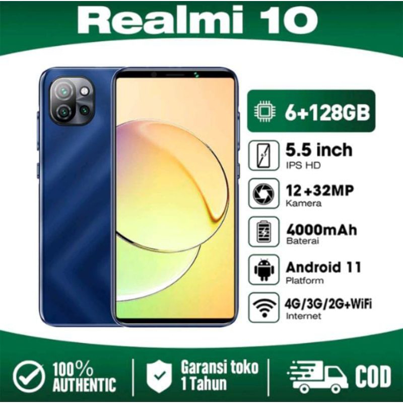 CUCI GUDANG Hp MURAH RELMI 10 LAYAR 5.5inch Ram 128GB TERBARU 2024 a idsli handphone Android 12+32MP