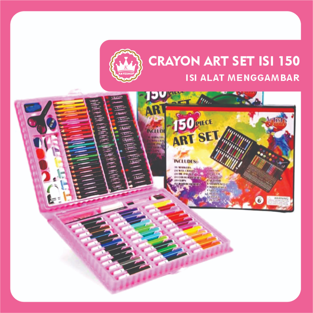 

Crayon Art Set Menggambar isi 150 pcs Pensil Warna Spidol Cat Air Alat Mewarnai Melukis