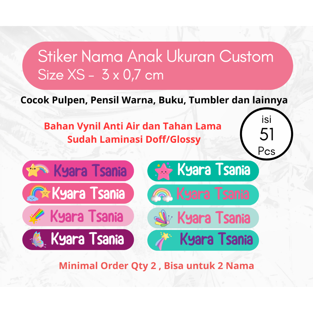 

Sticker Label Nama Tema Rainbow, Stiker Pelangi Custom untuk Alat Tulis, Stiker Anak-Remaja, Stiker untuk Laptop, Sticker Rainbow Unicorn