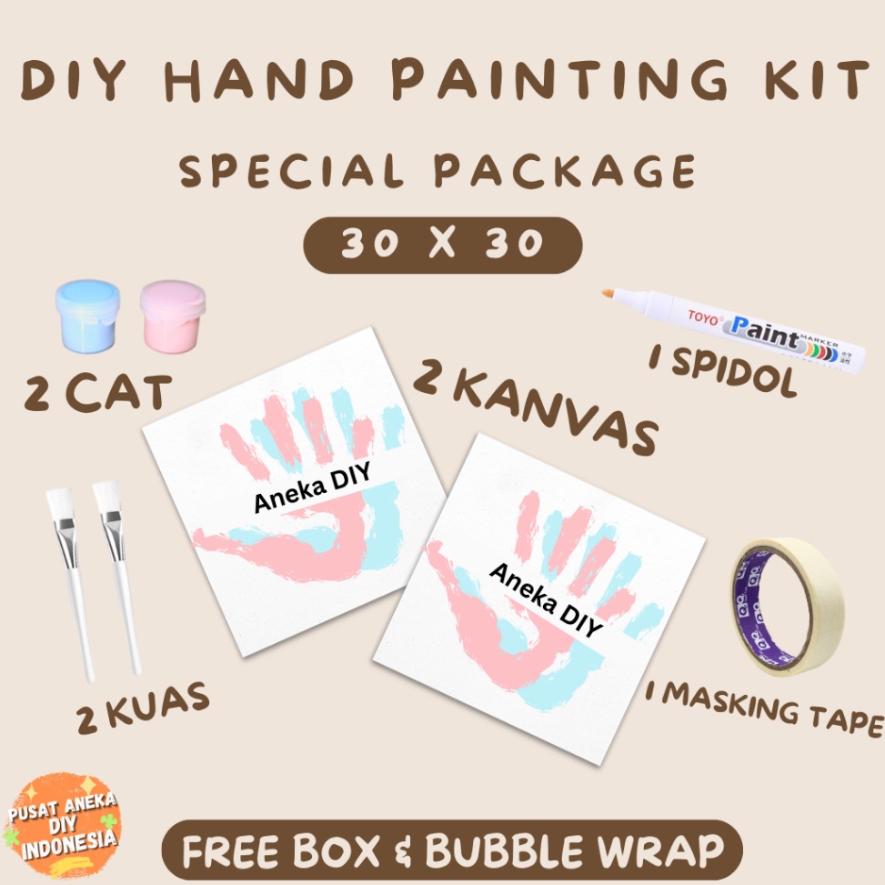 

Ready Ekonomis DIY Hand Painting Kit 1 Set Canvas Board Couple Kanvas Lukis Cap Tangan Pasangan Lengkap 2x2 2x3 3x3 3x4