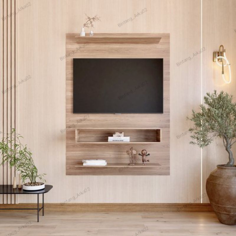 Rak tv gantung satu set berikut backdrop tv