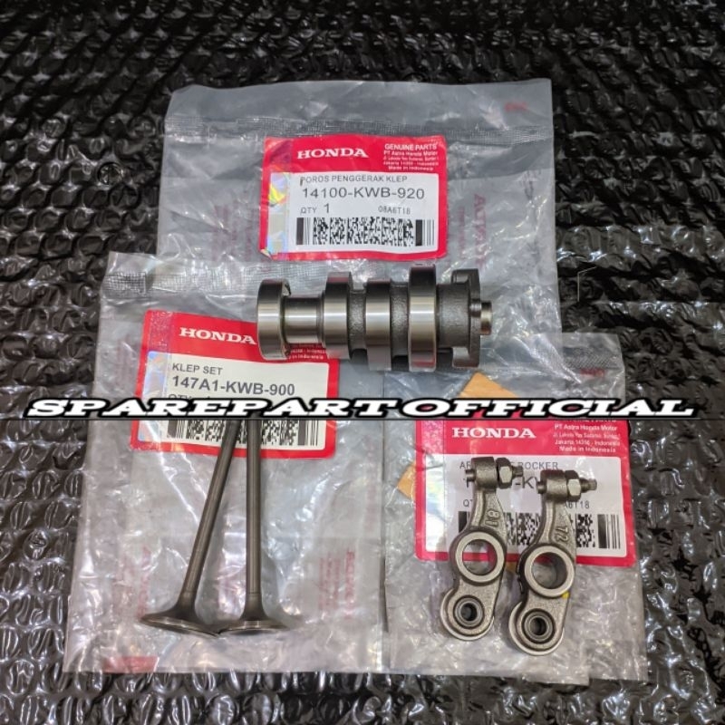 Paket 3Item Noken As+Platuk Klep+Klep Set KWB Honda Motor Blade 110/Revo Absolut/Revo Fit Karbu