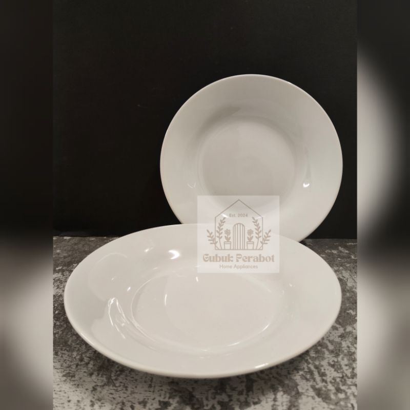 6 PCS PIRING MAKAN 9 INCH PUTIH POLOS SUNBIRD/PIRING KERAMIK/PIRING POLOS/PIRING MAKAN