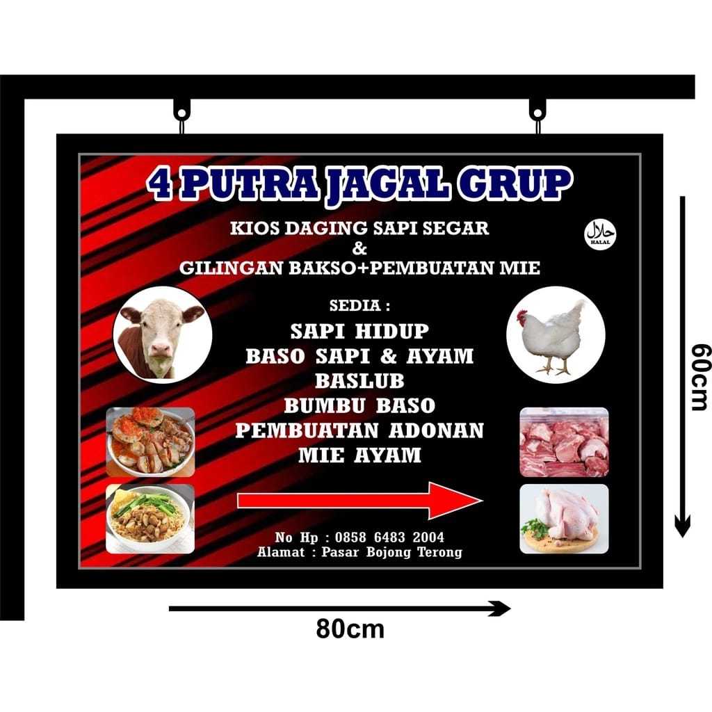 Shoporenku Plang Nama Toko Custome 85 X 65 Cm Dengan Frame Besi 2 Muka