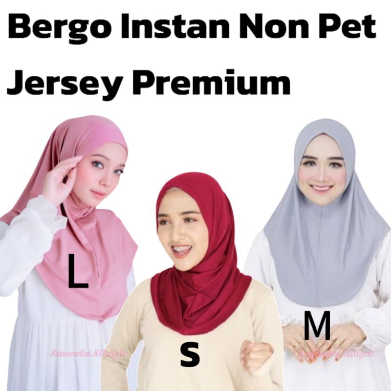 Bergo Instan Non Ped | Bergo Malay | Jilbab Syria | Keudung Langsungan | Hijab Sport Tanpa Pet Jerse