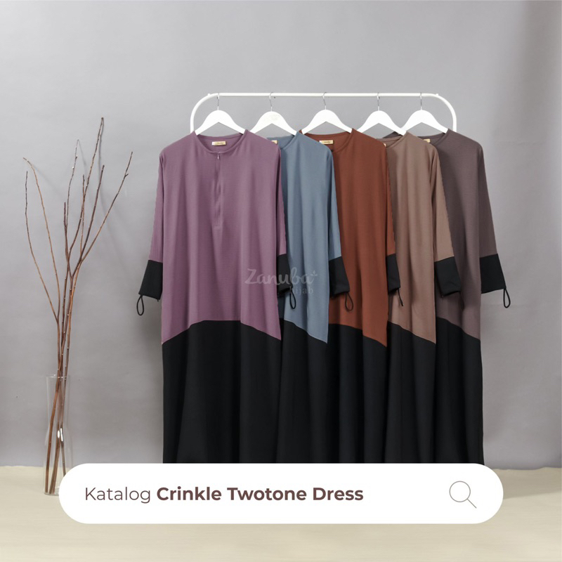 CRINKLE TWOTONE DRESS BY ZANUBA HIJAB - GAMIS CRINKLE CEY AIRFLOW PREMIUM - CRINKLE CEY AIRFLOW - CR