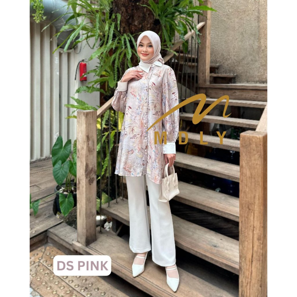 MDLY Baju kemeja atasan wanita/Kemeja Tunik Motif/Tunik Printing Floral Elegan/Xeera Tunic by MDLY