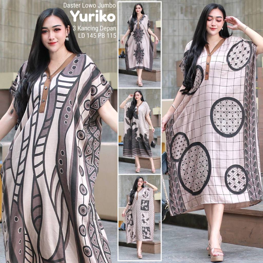Daster Lowo Jumbo YURIKO LD 140 Busui Friendly Kancing Depan Murah Bahan Lembut Adem Terkini Baju At