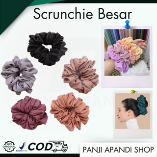 Scrunchie Ikat Rambut Cepol Hijab Kunciran Rambut Korea Jumbo Bulu Lembut Hairband Fashion Wanita