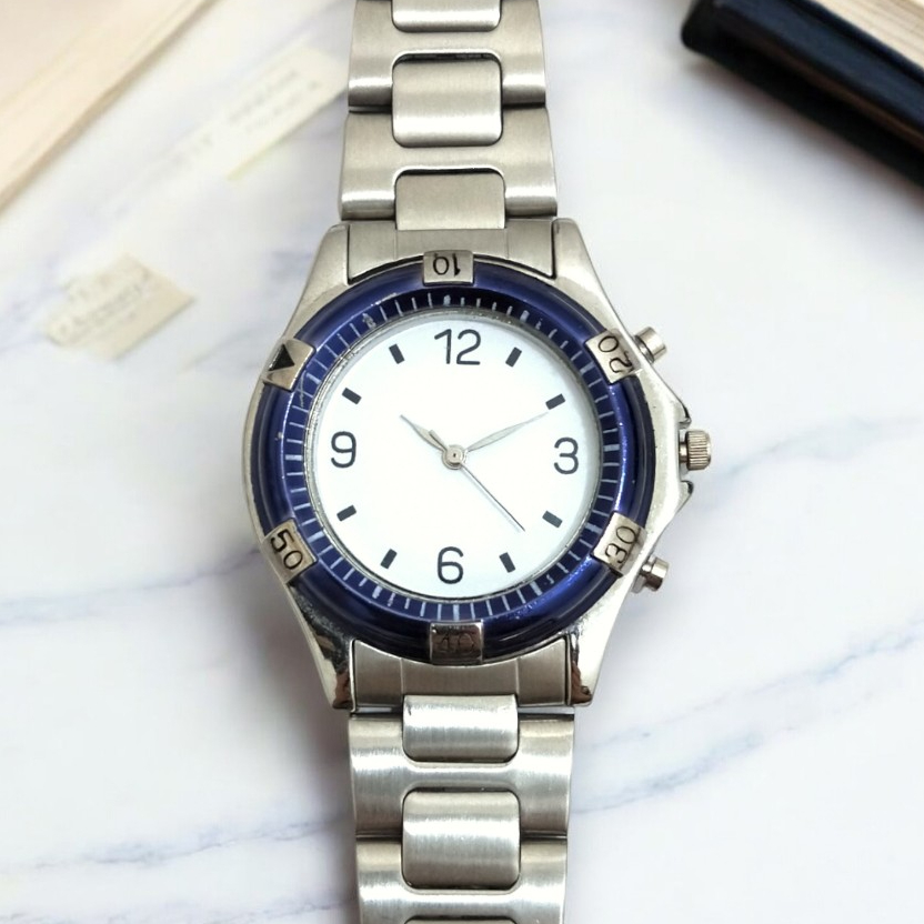 Jam Tangan Pria Rantai Minimalis Modern Warna Silver Free Kotak Jam