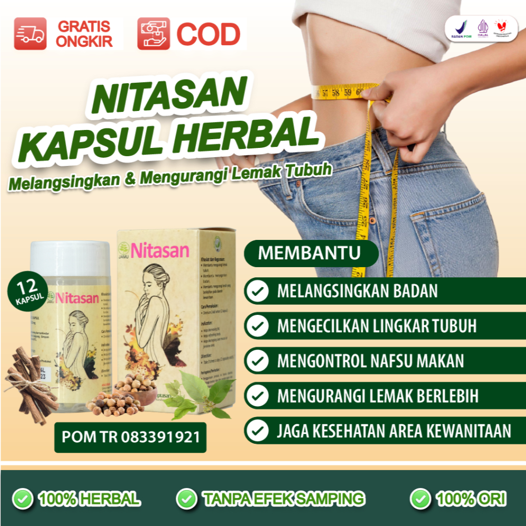 ORIGINAL! Nitasan Obat Diet Herbal 12 Kapsul - Pelangsing Ampuh Penurun Berat Badan Alami Tanpa Efek