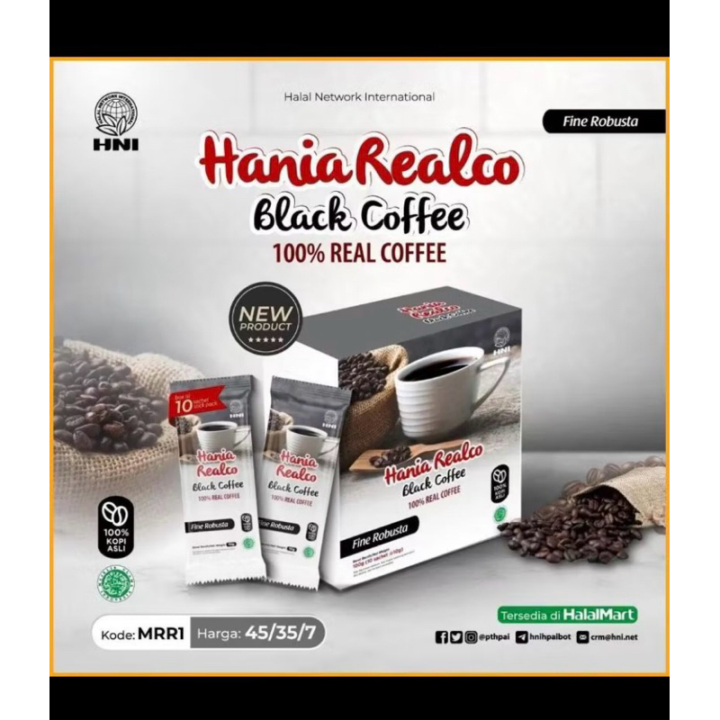 

Hania Realco Black Coffee HNI HPAI || Kopi Robusta . biji kopi asli