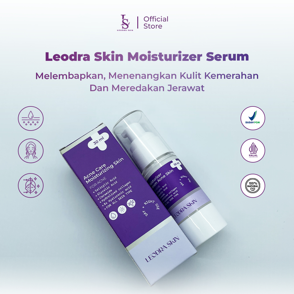 LEODRA SKIN Moisturizer Ampuh Menghilangkan Bekas Jerawat, Jerawat Merah, Jerawat Hitam
