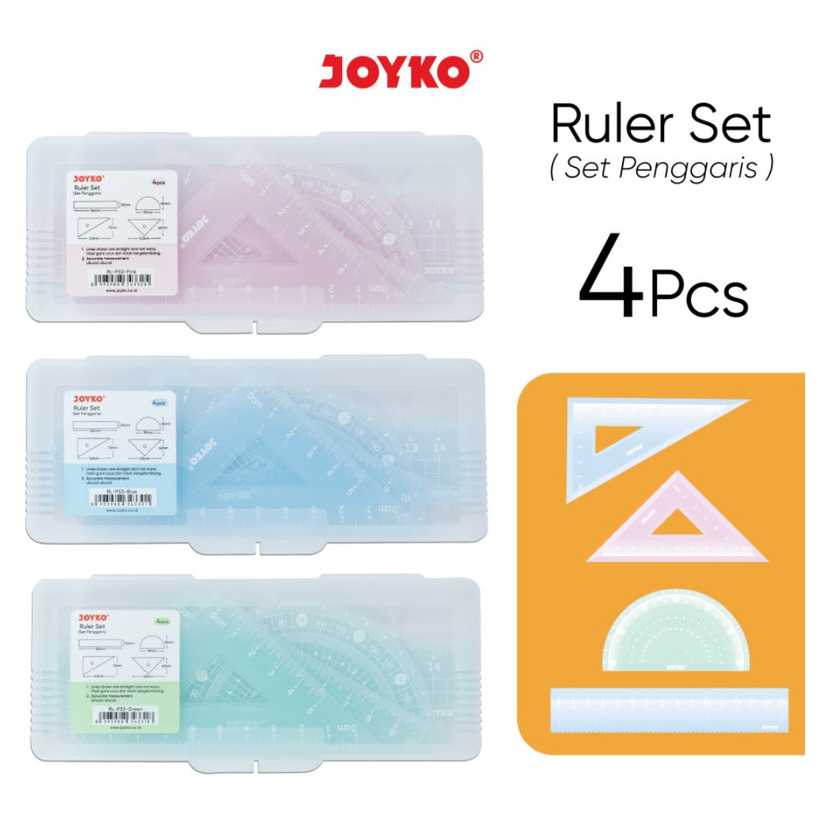 

( DAPAT 1 SET ) PENGGARIS SET JOYKO RL-PS3 4 IN 1 Warna Pastel Soft Polos