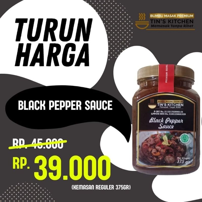 

Bumbu Masak TINS KITCHEN Saus Blackpepper Instan Praktis Premium Rasa Resto 375 gr