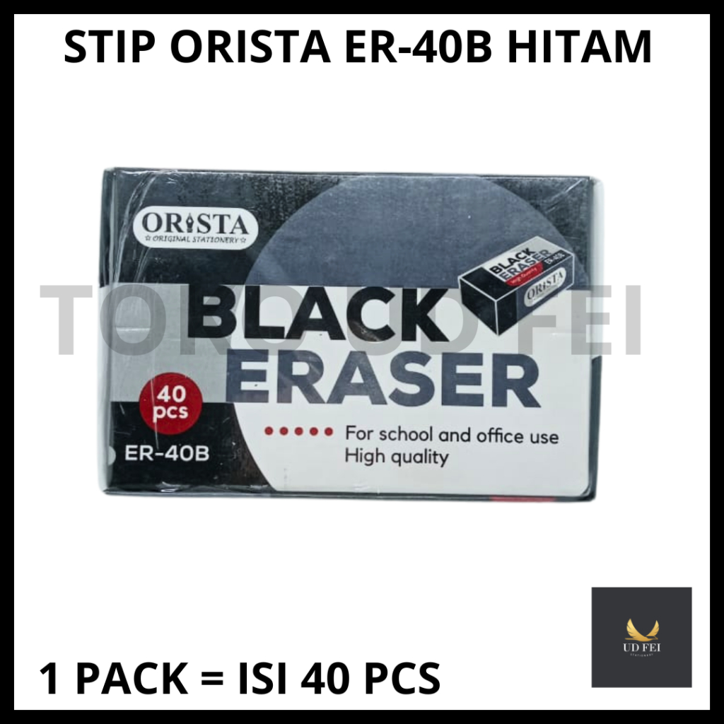 

(1 PACK= ISI 40 PCS) Stip ORISTA B40/ Stip ORISTA HITAM / PENGHAPUS HITAM MURAH/ PENGHAPUS PENSIL