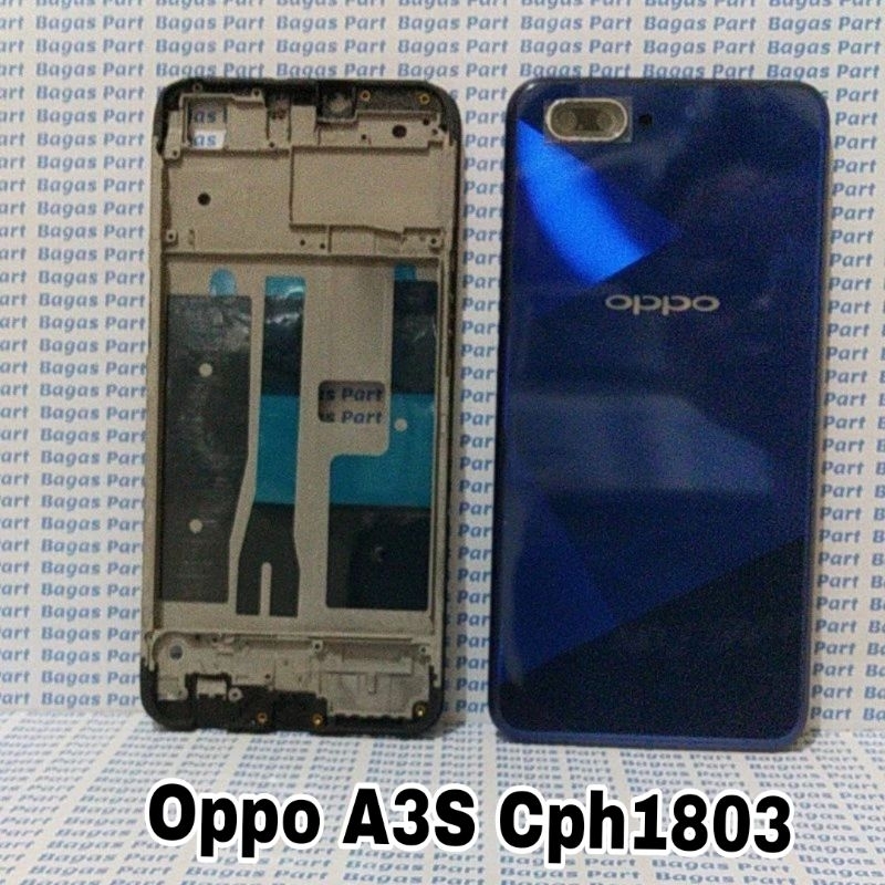 Casing Kesing Fullset Oppo A3S 1803 Housing Back casing Backdoor Tutup belakang + Frame Oppo a3s