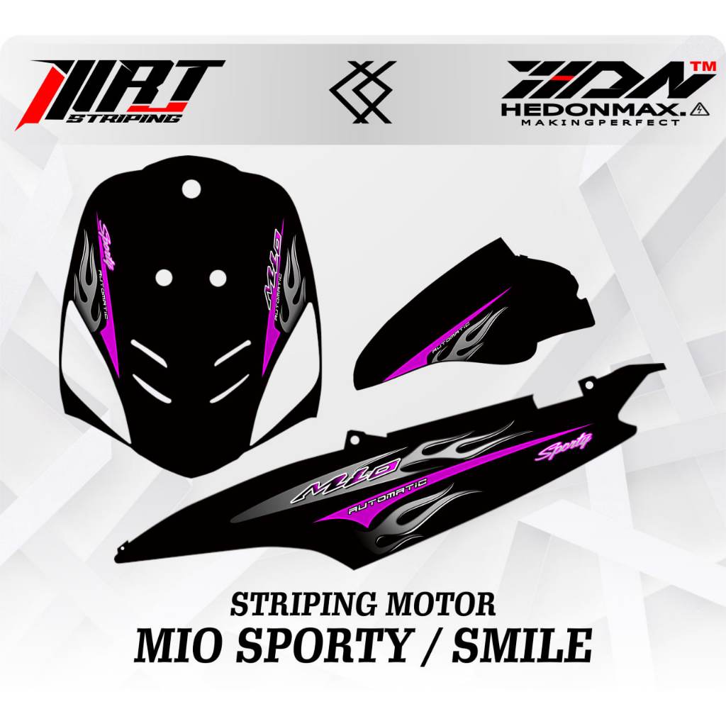Striping Mio Sporty - Stiker Mio Sporty/Smile Standar Api (Sudah Terpotong)