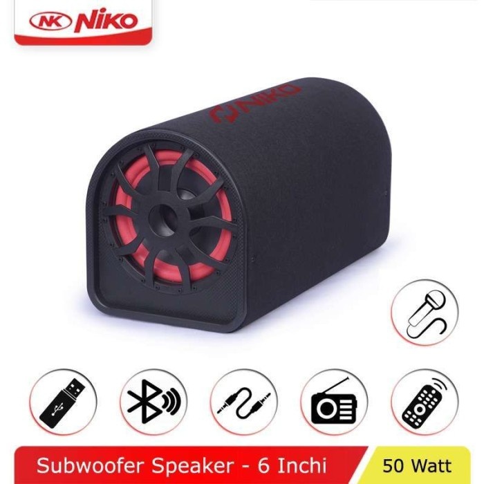 Speaker Portable Niko GL 6 Subwofer 6 Inch Mobil Tabung Bluetooth USB Garansi SNI Portable Speaker A