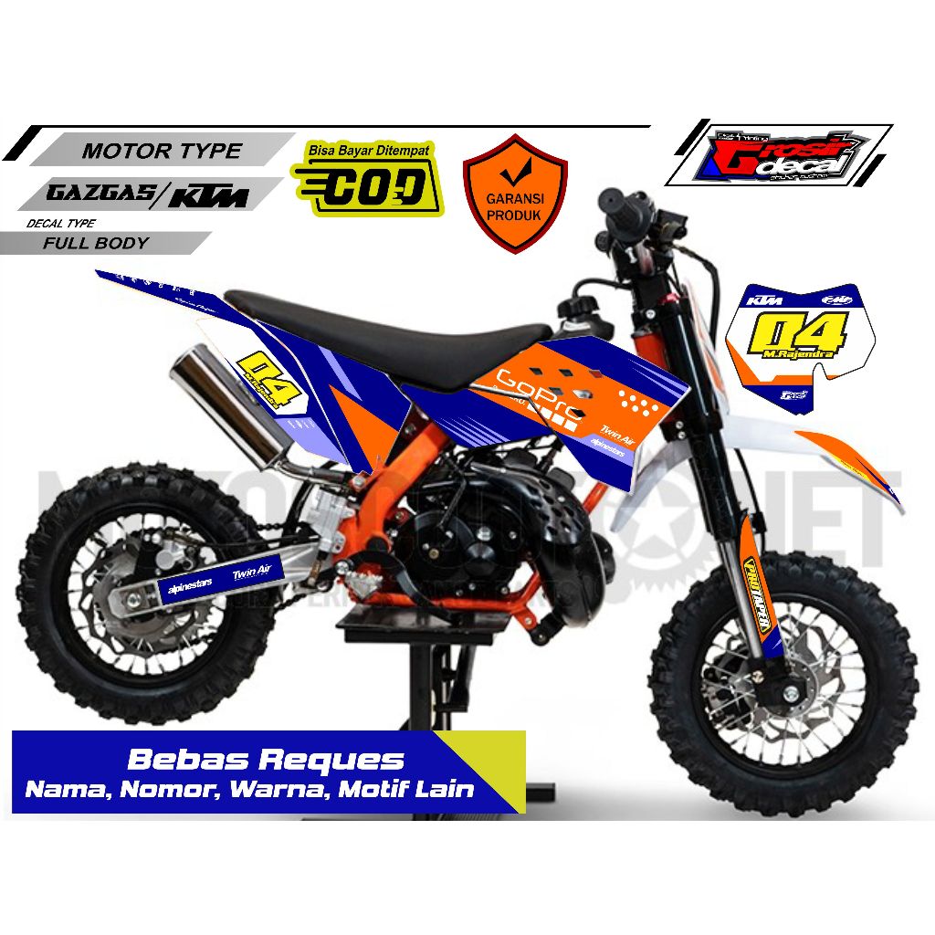 Decal Mini trail 50cc Gazgas / KTM / SSR Full Body Free Custom