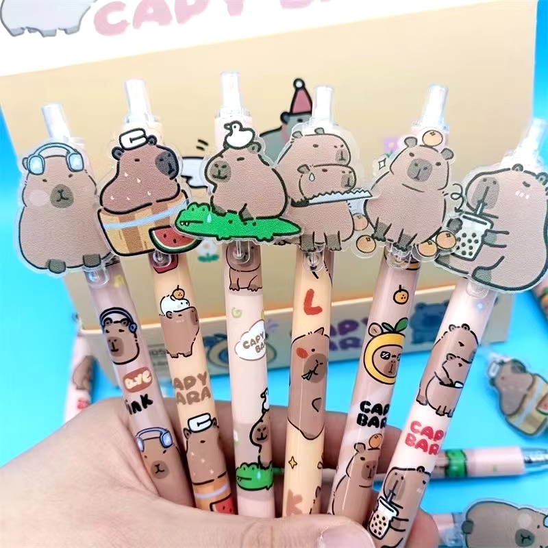 

SP Pulpen Pen Gel Cetek Akrilik motif Capybara, Crybaby, Labubu, Crayon Shinchan