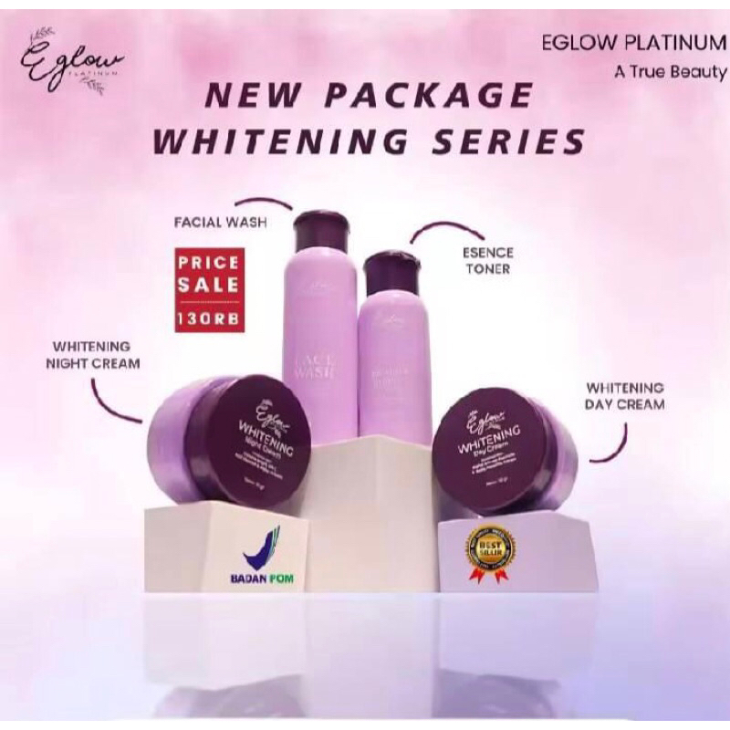 Eglow Platinum Series Whitening Paket Wajah Cream Whitening Acne Ultimate