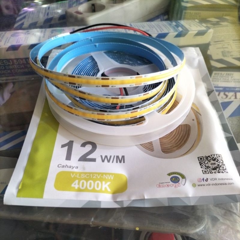 lampu led strip COB 12V warna 4000K natural white VDR