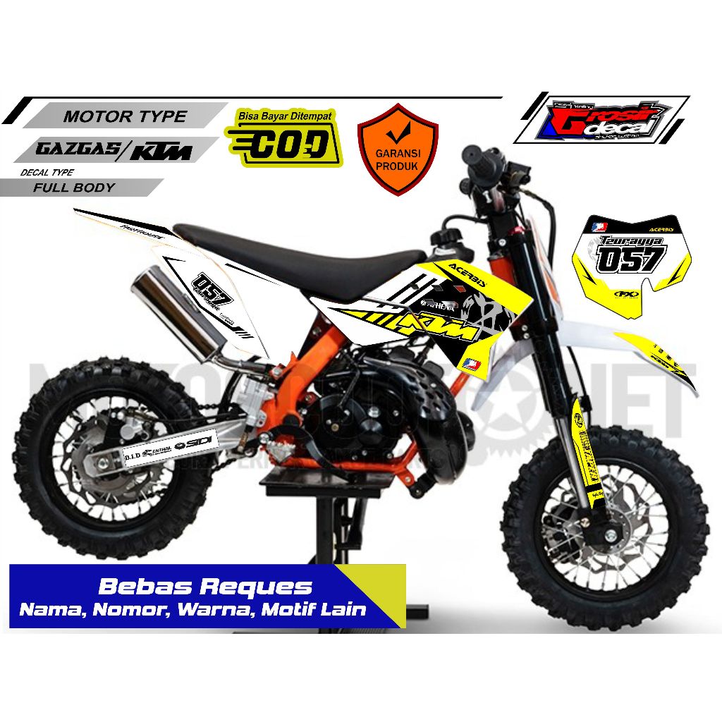 Sticker Decal Stiker Striping Mini Trail Gazgas 50cc / KTM 50cc / SSR 50cc Full Body Free Custom