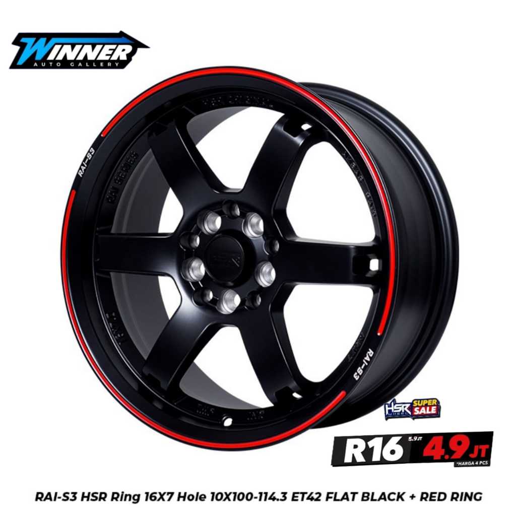 Velg Mobil Racing Buat Ertiga,Apv,Luxio TE37 HSR RAI-S3 R16 Lubang 5 Diskon Murah