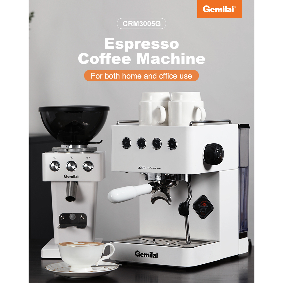 Paket Mesin Kopi Gemilai Coffee Maker Frothing 15 Bar 10A 1.7L Grinder Komersil