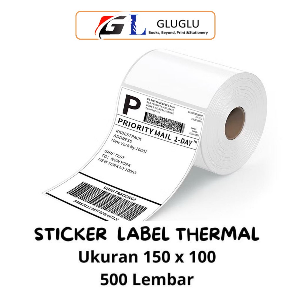 

Kertas Label Thermal 100x150 mm isi 500 Pcs/ Label thermal barcode Roll A6