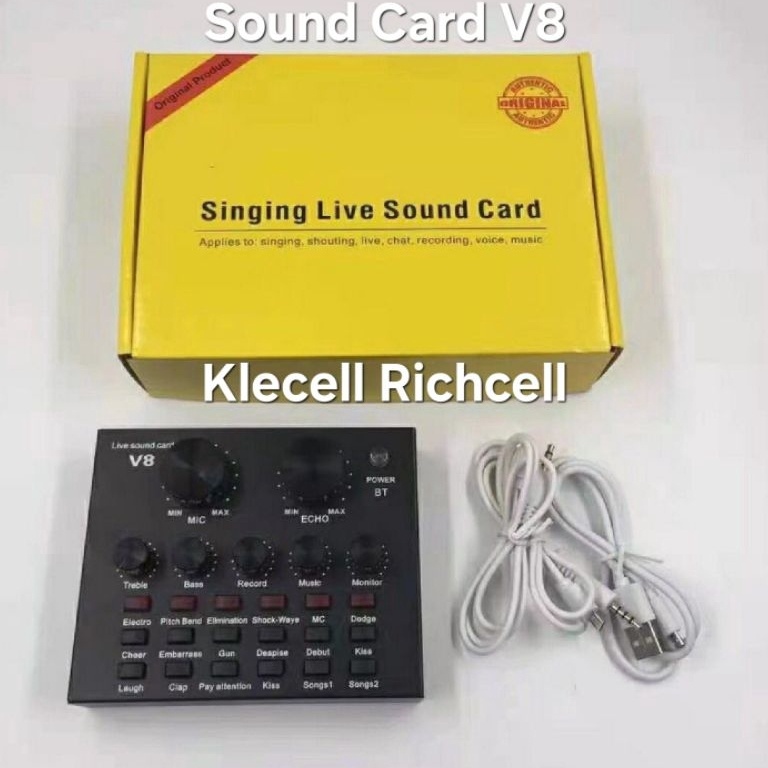 Cuci Gudang Soundcard V8 Bluetooth Live Mixer Broadcast Audio Fullset