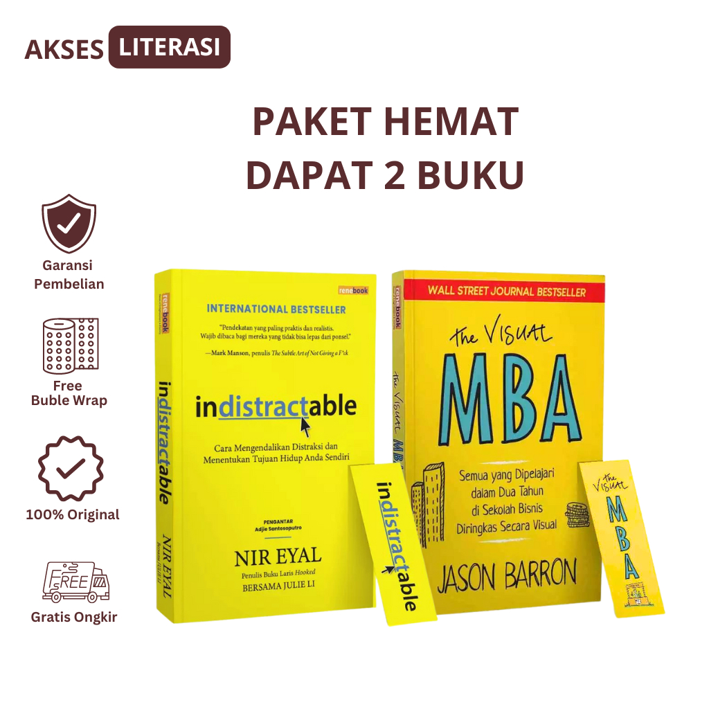 PAKET HEMAT Buku Indistractable dan The Visual MBA (ORI)