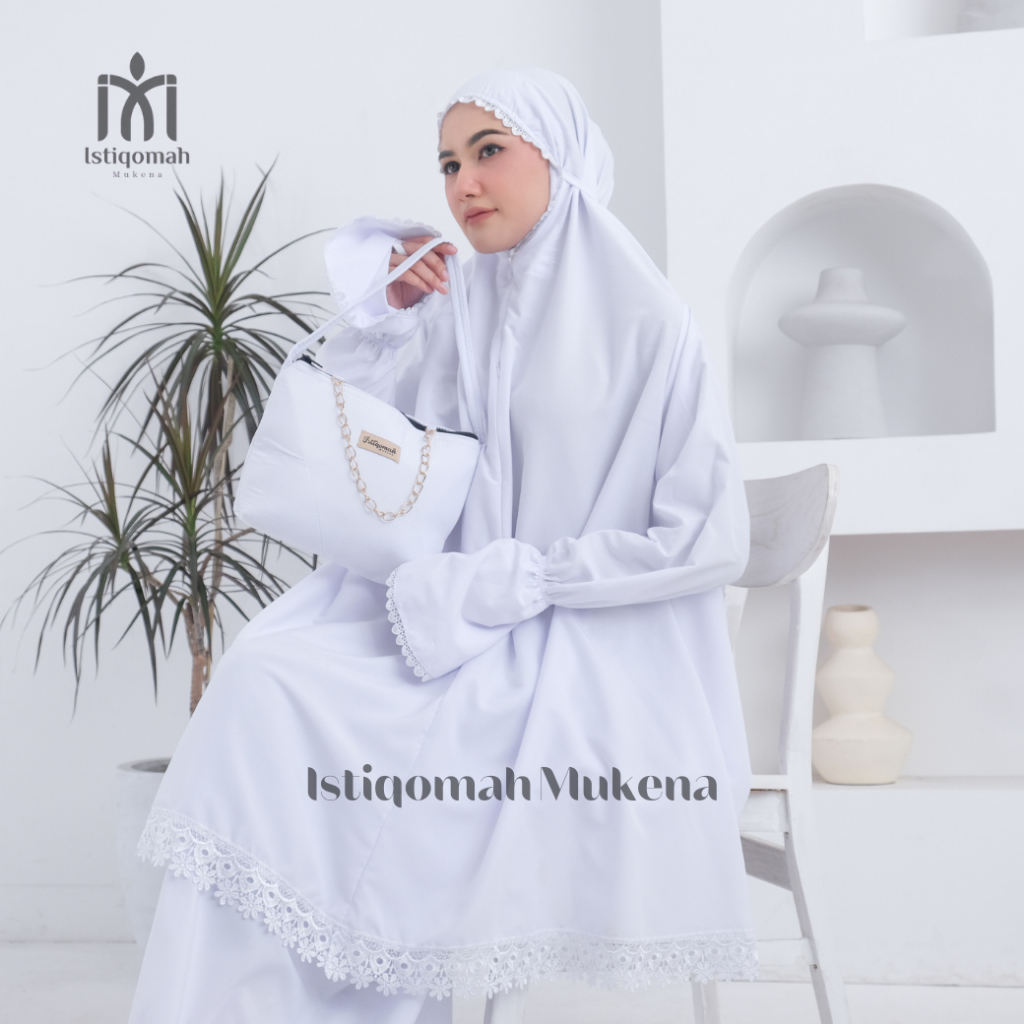 ISTIQOMAH - Mukena Dewasa Umroh Dan Haji Berlengan Mukenah Tangan Potongan Atas Bawah