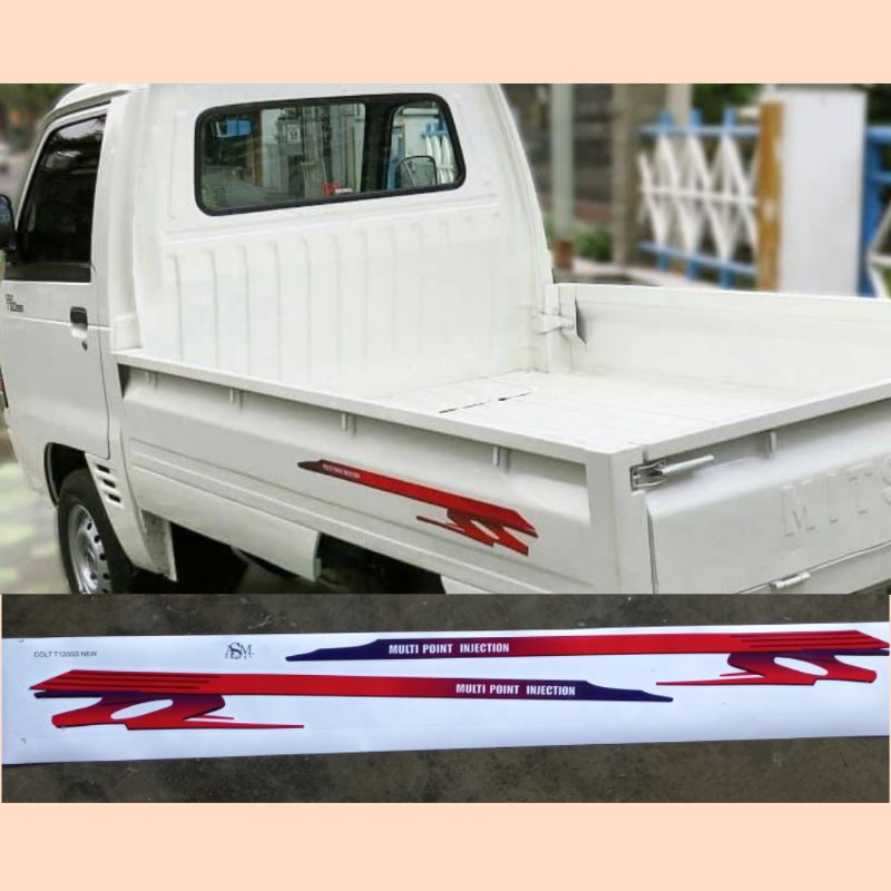 Sticker Striping Lis Mobil Mitsubishi Colt T120ss MPI Pickup Merah Biru Print Cutting Bahan Transpar