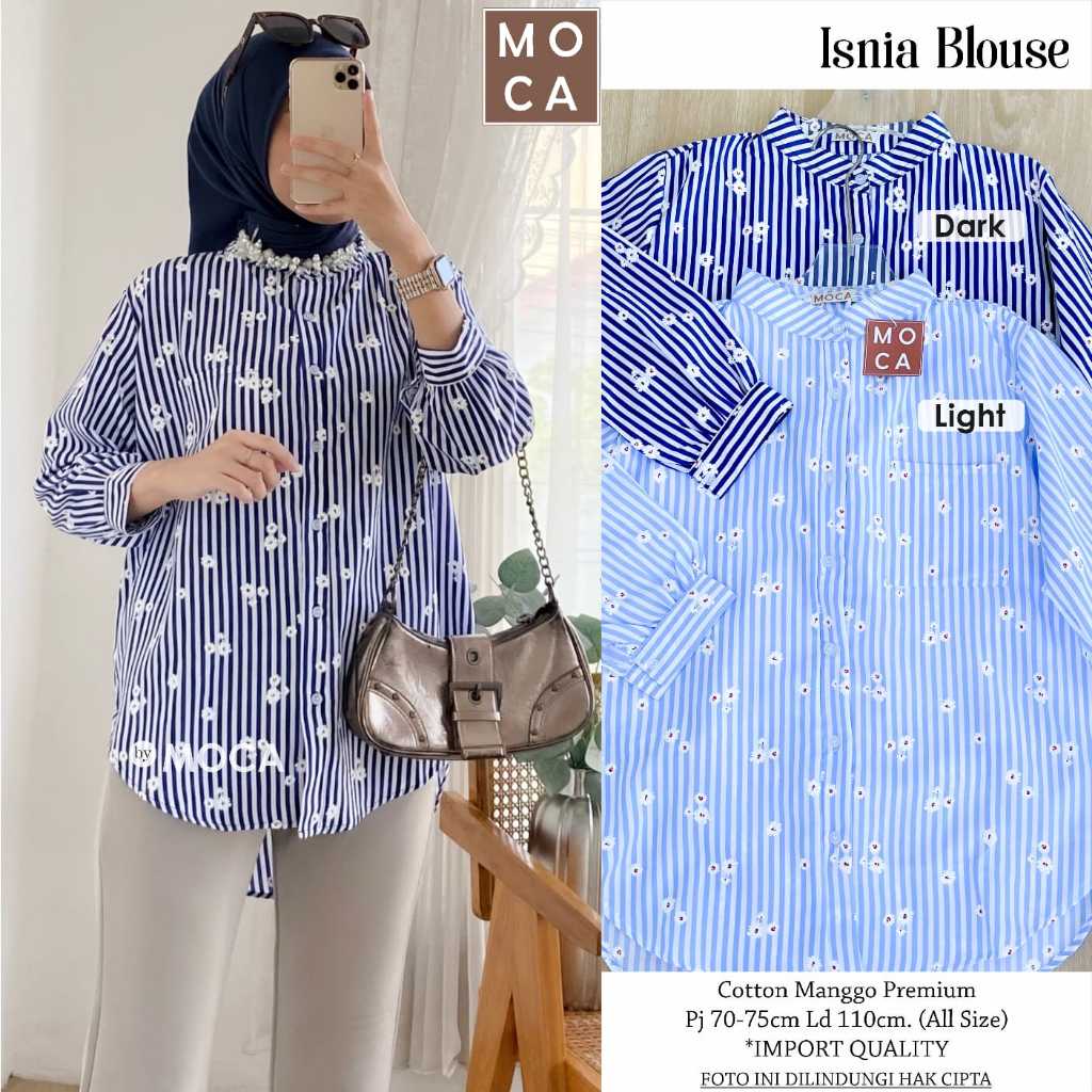 Yf.fash - Isnia Blouse Salur Kekinian Atasan Wanita Terbaru Murah Premium