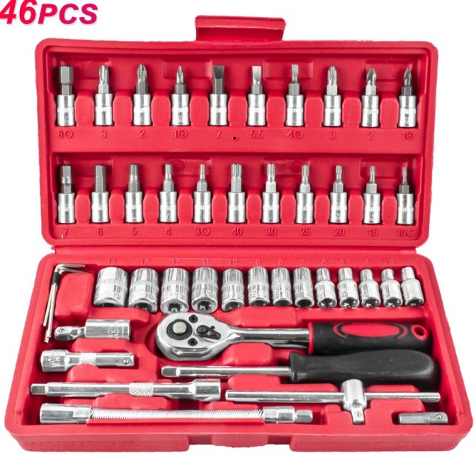 Promo besar Set Kunci Shock 14 Socket  Obeng Socket Set 46 Pcs