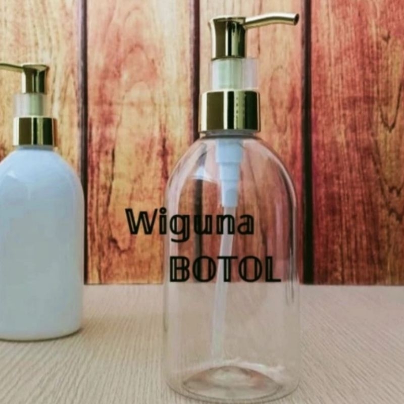 Botol Pump 250ml Oval / Botol Oval 250ml Tutup Pump Luxury Clear Gold