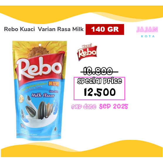 

Kuaci Rebo Rasa Milk 140 gram