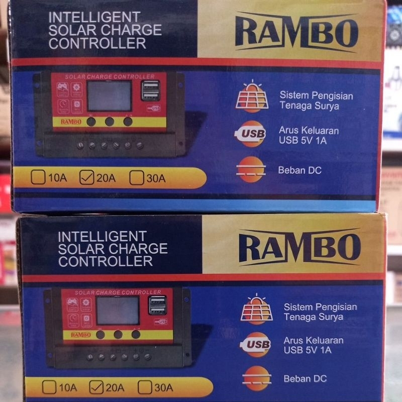 solar panel charge controller kontrol cas tenaga surya 20A amper ampre usb dc aki batre rambo